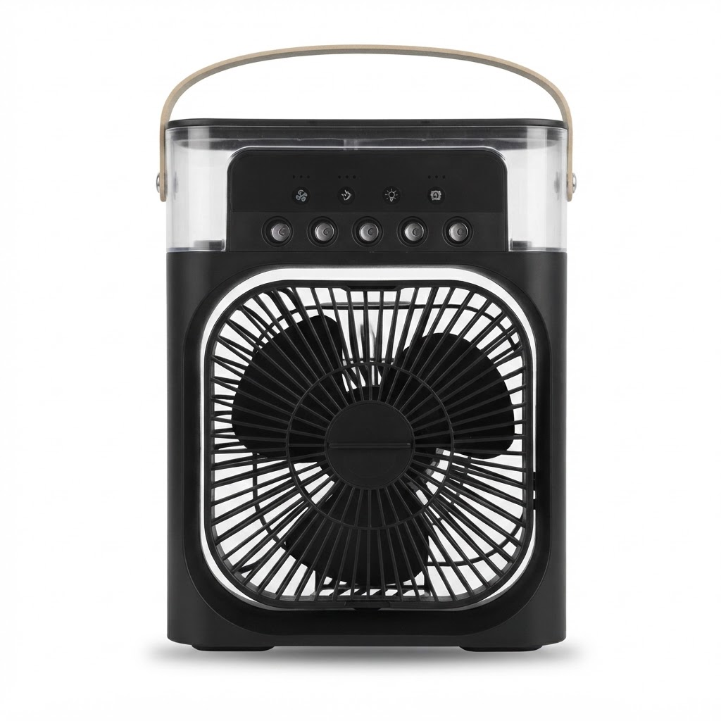 3-in-1 Mini Air Cooler Fan Portable Humidifier with LED Night Light, USB Desktop Air Conditioner for Home and Office Use - Elena Harper