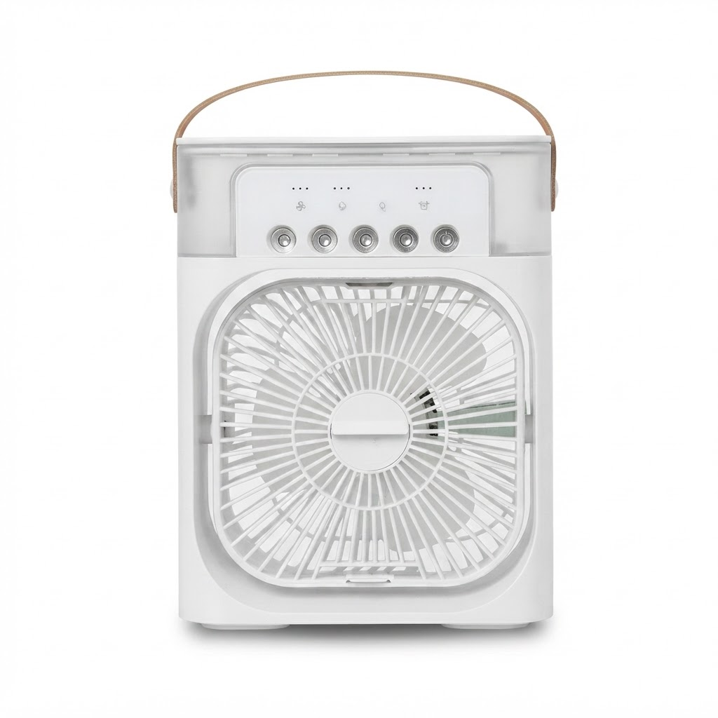 3-in-1 Mini Air Cooler Fan Portable Humidifier with LED Night Light, USB Desktop Air Conditioner for Home and Office Use - Elena Harper