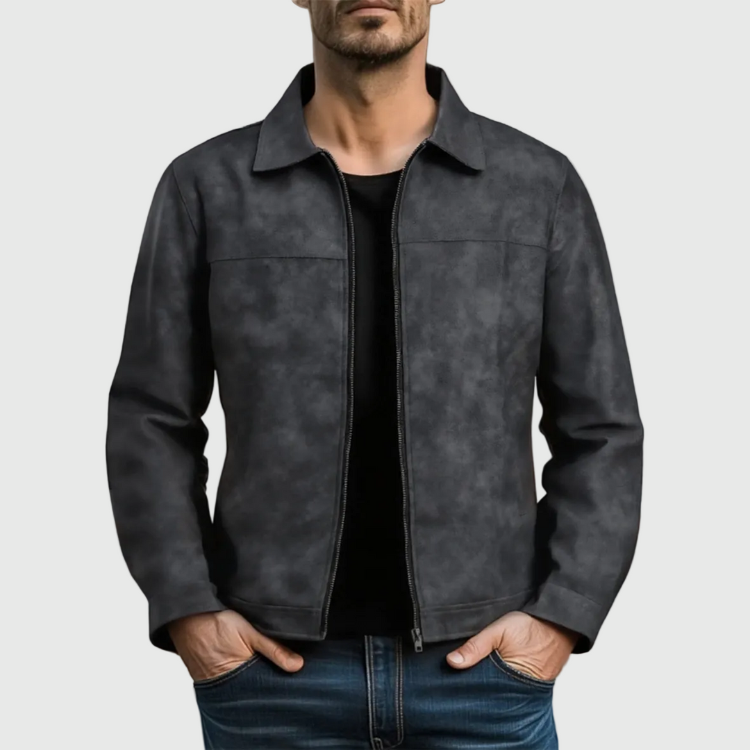 Rafael Classic Leather Jacket with Zipper - Elena Harper