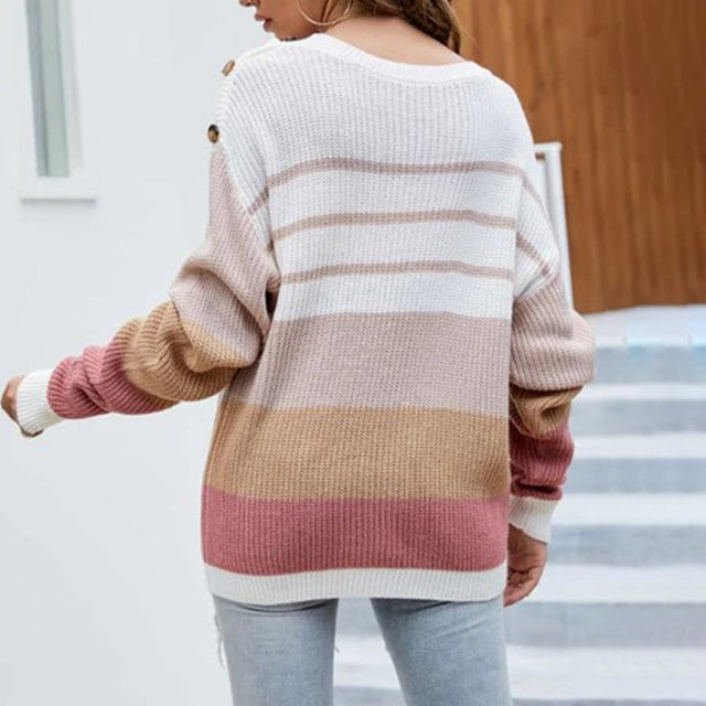 Casual Striped Patchwork Pull