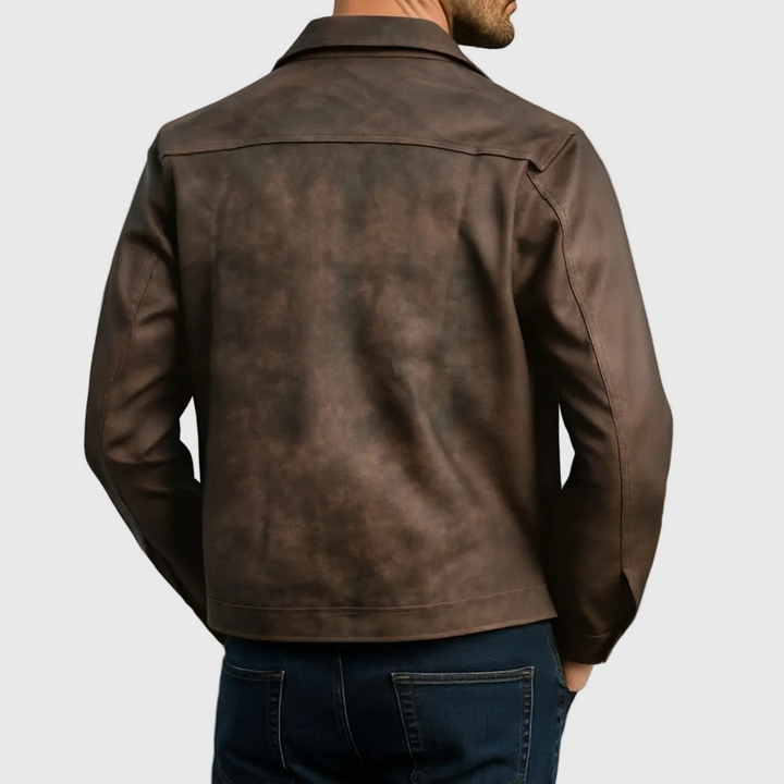 Rafael Classic Leather Jacket with Zipper, view 5 - Elena Harper