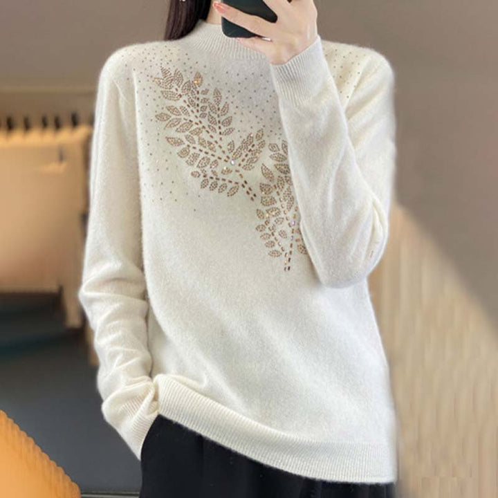 Knit Pullover with Leaf Pattern