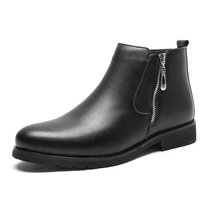 Men's Leather Ankle Boots with Side Zipper - Adrian