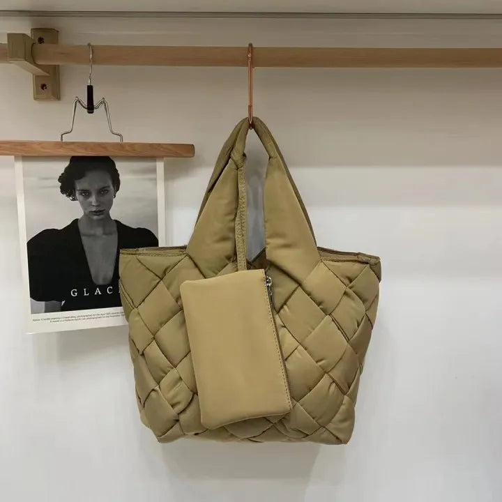 Quilted Canvas Shopper Bag for Women - Sara