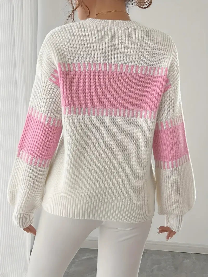 Gyneth Long-Sleeve Sweater with Round Neck, view 7 - Elena Harper