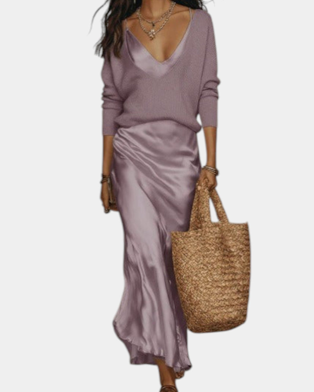 SATIN DRESS WITH BLOUSE FOR WOMEN