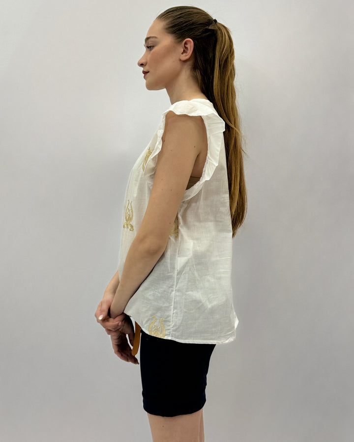 Charlize™  |  Top Embroidery Ruffled Sleeves