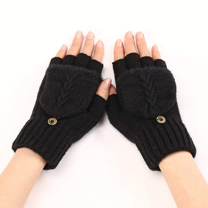 GloveGleam Knitted Fingerless Flip Gloves, view 6 - Elena Harper