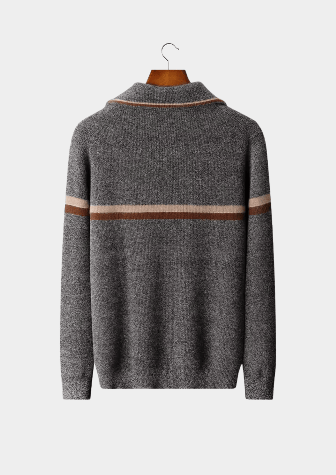 Emma & Rose cashmere striped zip cardigan — premium knitwear