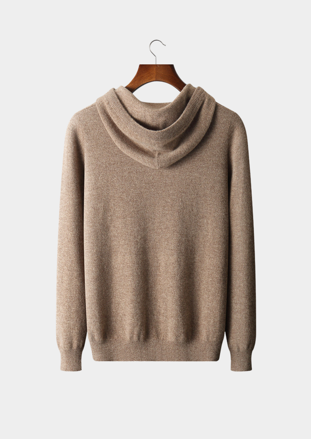 100% CASHMERE HOODED SWEATER.