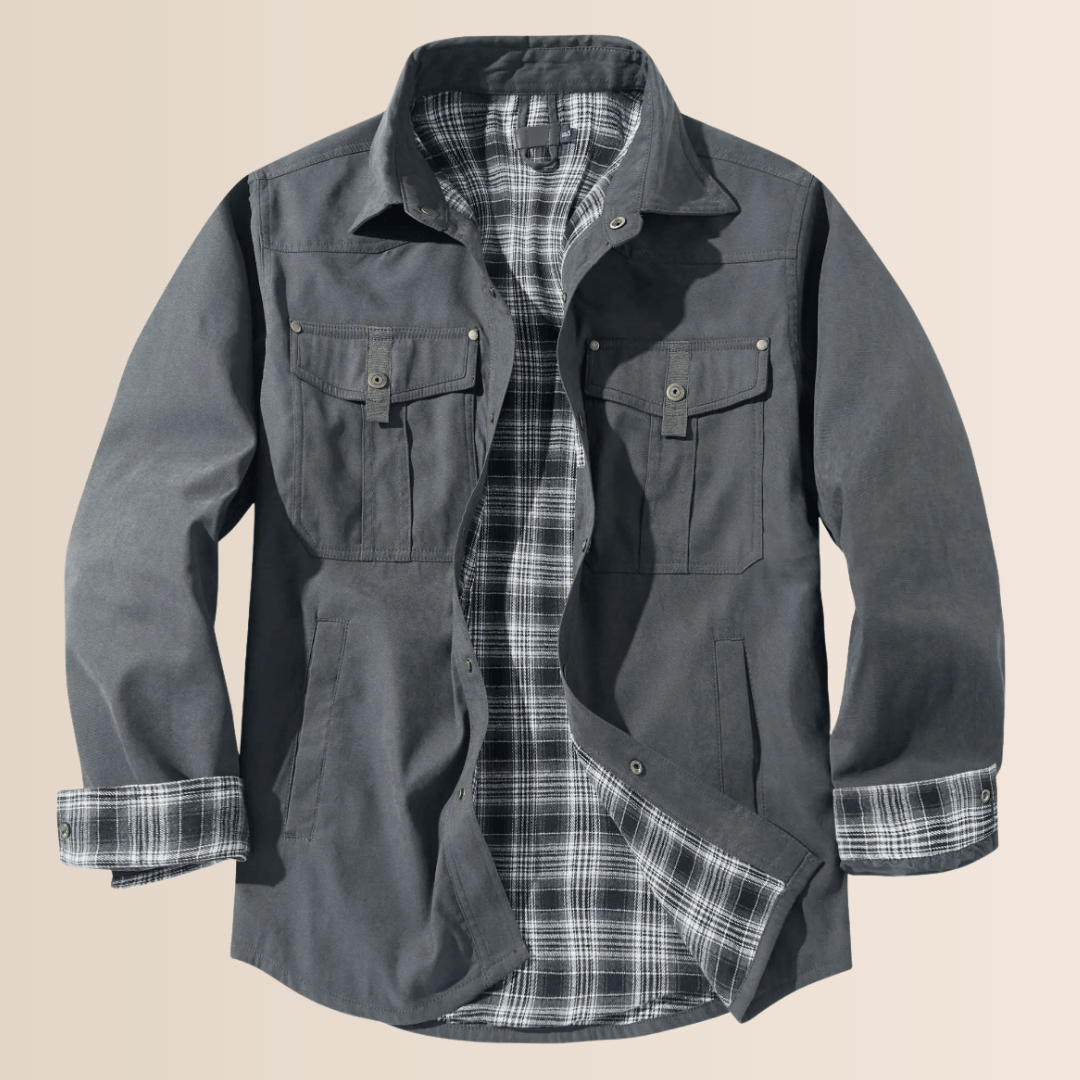 Men's Shirt Jacket with Zipper and Chest Pockets