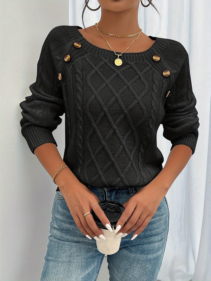 TEXTURED SWEATER WITH BUTTONS FOR WOMEN