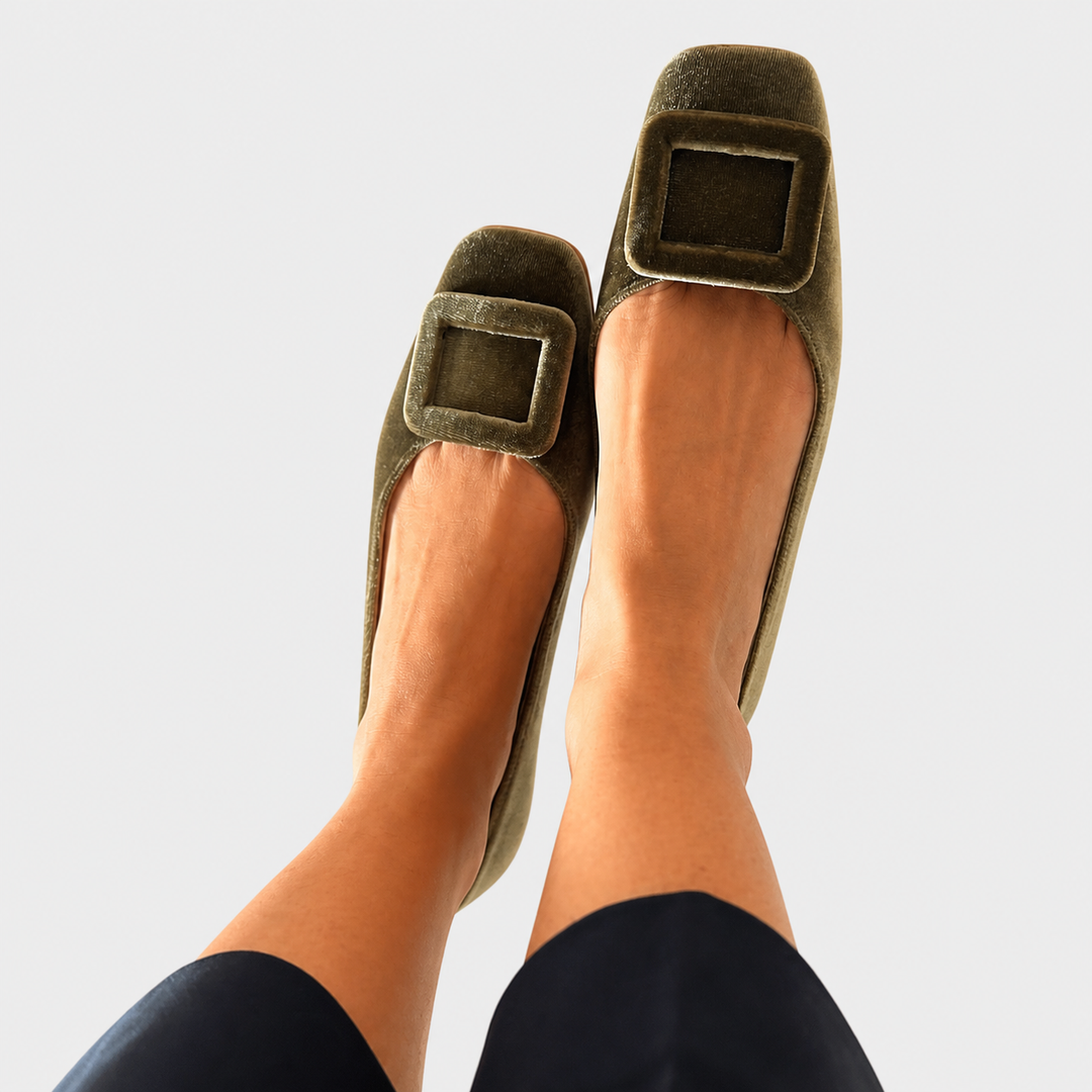 Noë Square-Toe Buckle Flats - Elena Harper