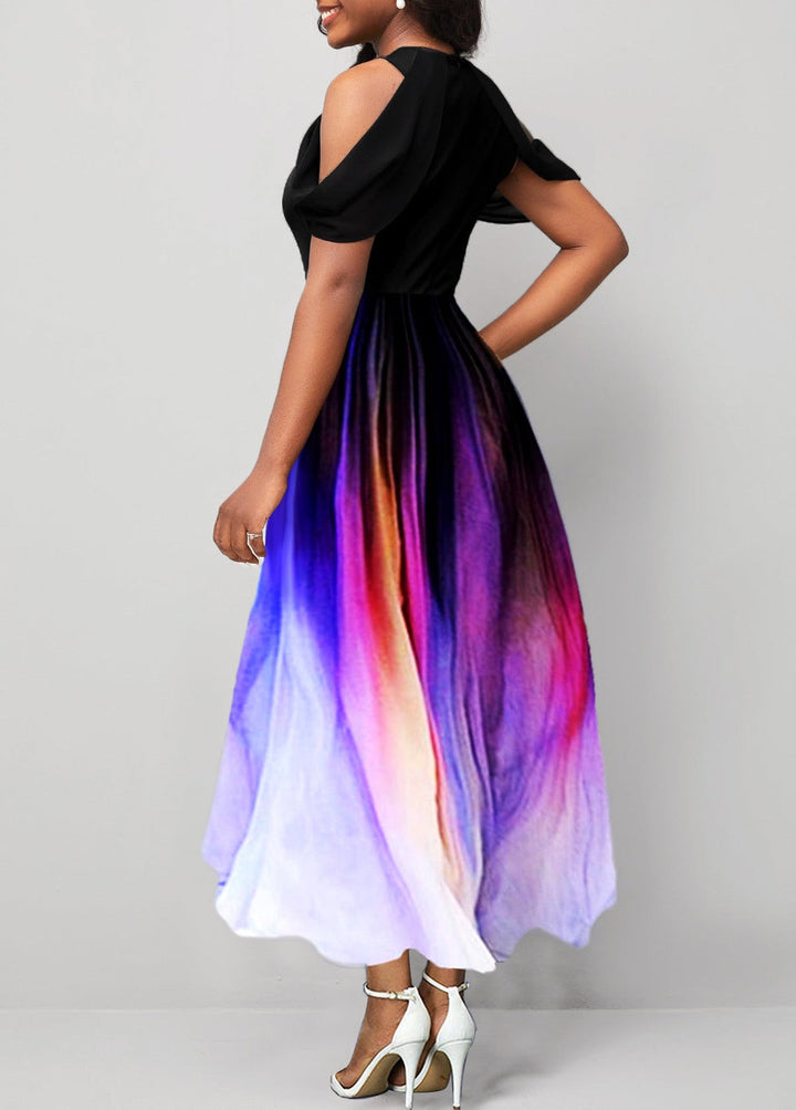 Agatha - Ingenious midi dress with draped sleeves and cold shoulders