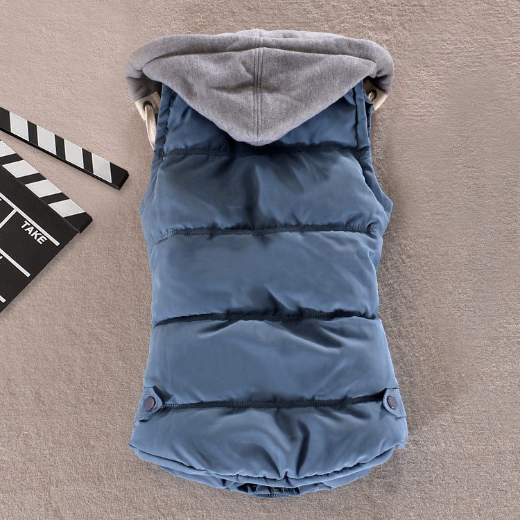 Women's Tailored Thermal Vest with Hood and Snap Button Placket