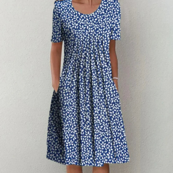 Clara | Women's Midi Floral Dress with Short Sleeves and Pockets