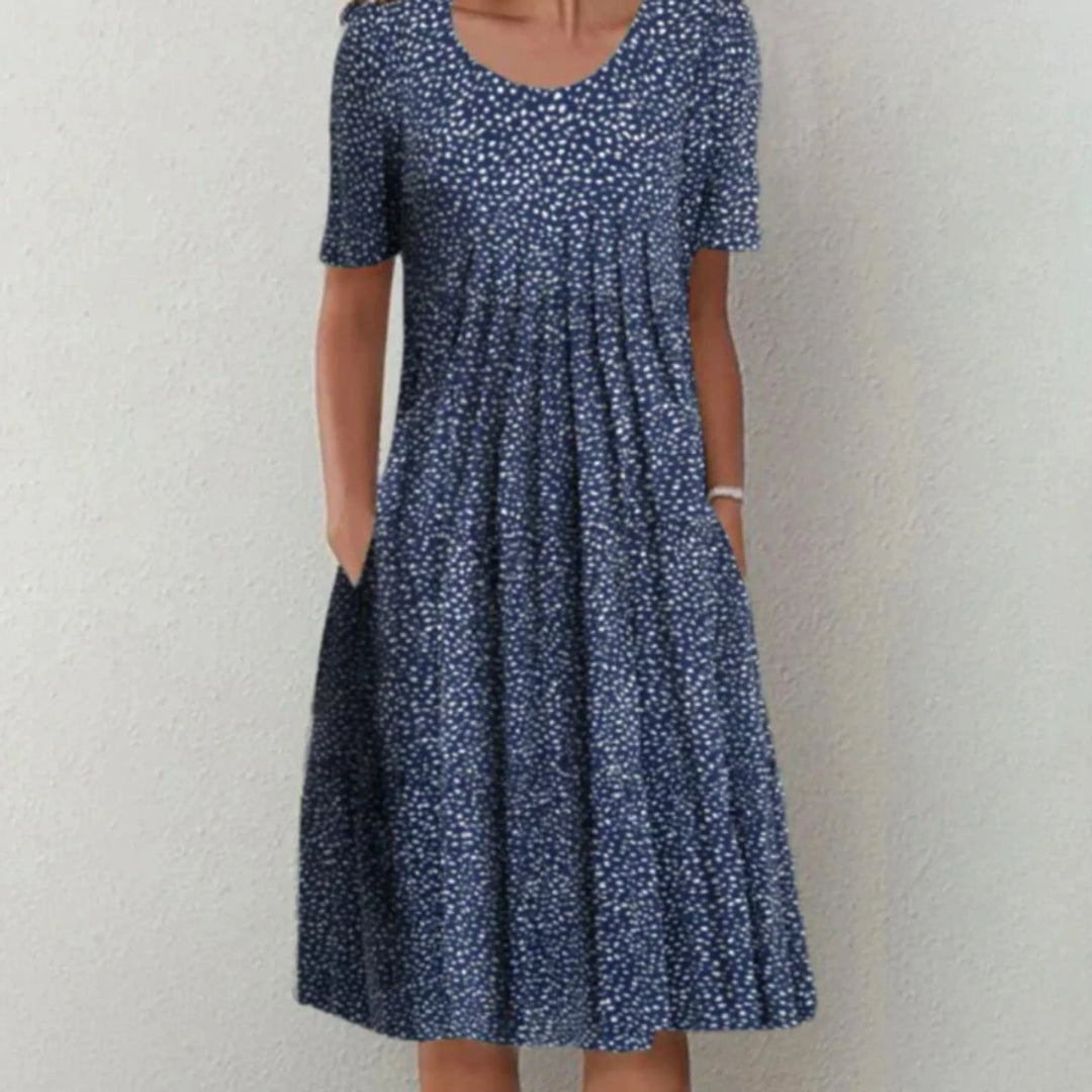 Clara | Women's Midi Floral Dress with Short Sleeves and Pockets