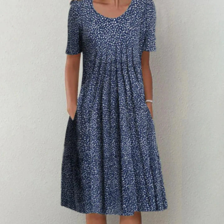 Clara | Women's Midi Floral Dress with Short Sleeves and Pockets