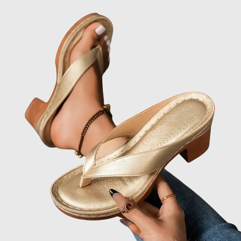 Women's Orthopaedic Sandals with Mid Height Heel for Summer