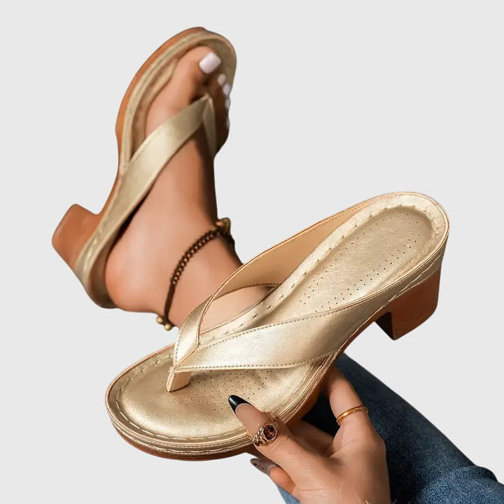 Women's Orthopaedic Sandals with Mid Height Heel for Summer