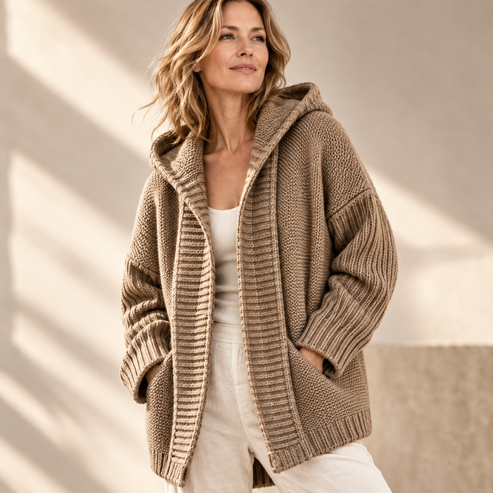 Women's Hooded Chunky Knit Longline Cardigan