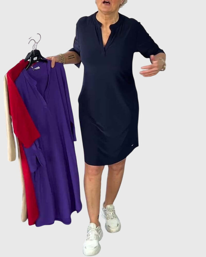 Katherine™  |  Solid V-neck Dress