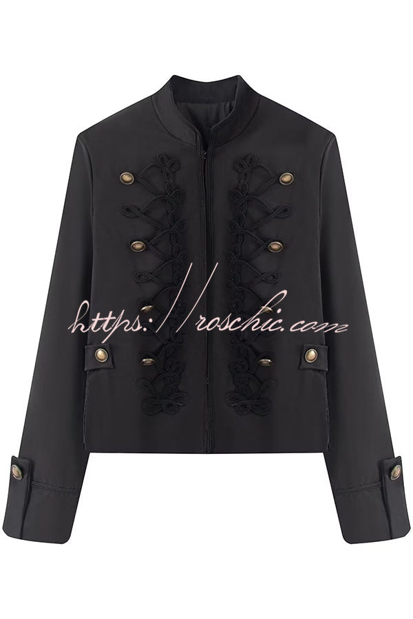 French Romantic Metal Button-down Long Sleeve Napoleon Jacket