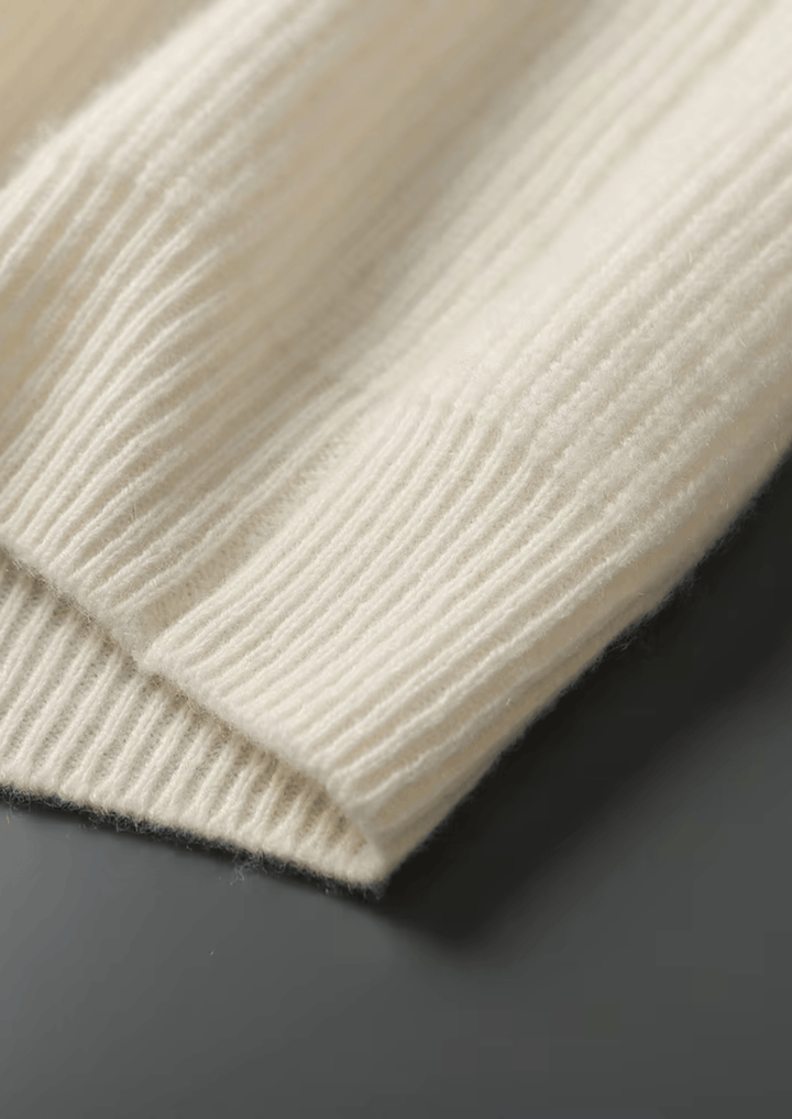 Emma & Rose ribbed cashmere V-neck sweater — premium winter knitwear