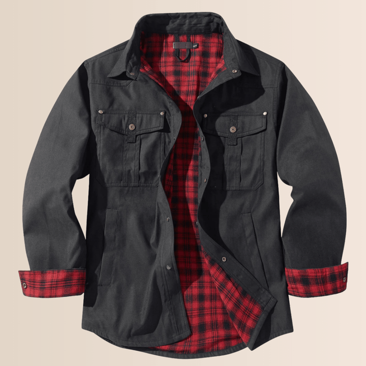 Men's Shirt Jacket with Zipper and Chest Pockets