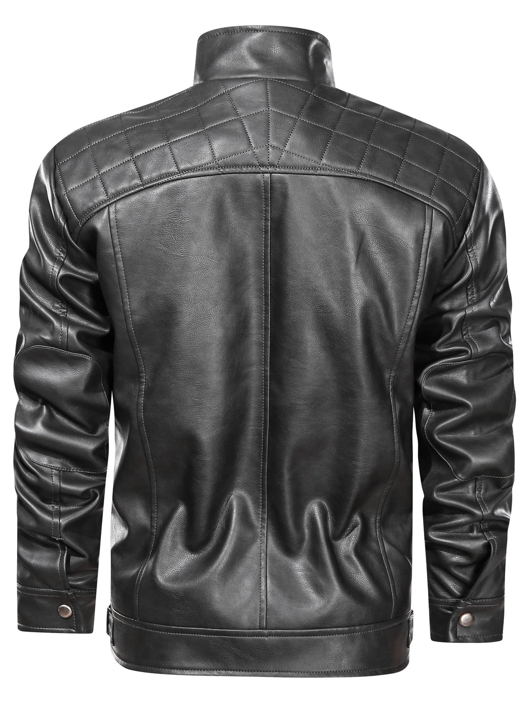 Ronan Stand-Collar Biker Jacket, view 2 - Elena Harper