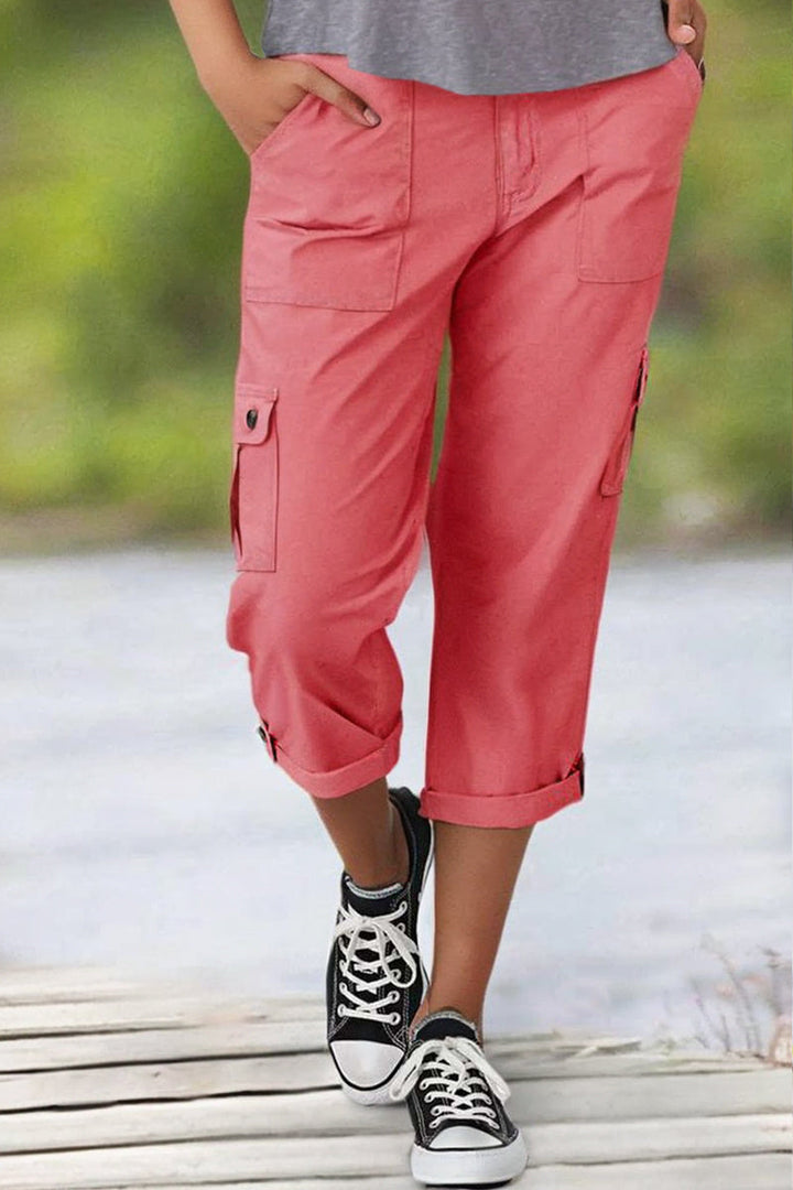 Harper Casual Cargo Pants with Mid-Rise Waist and Pleats - Elena Harper
