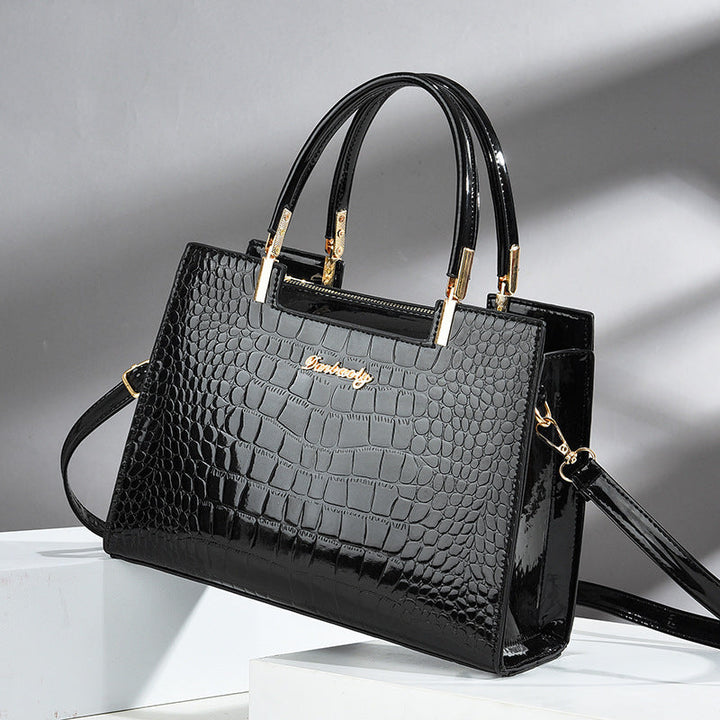 Women's Textured Fabric Bag with Embossed Pattern