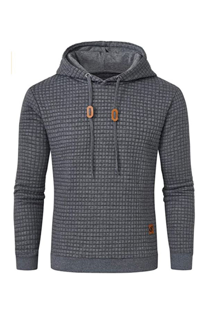 Men's Long Sleeve Hoodie with Double Layer Hood and Ribbed Hem