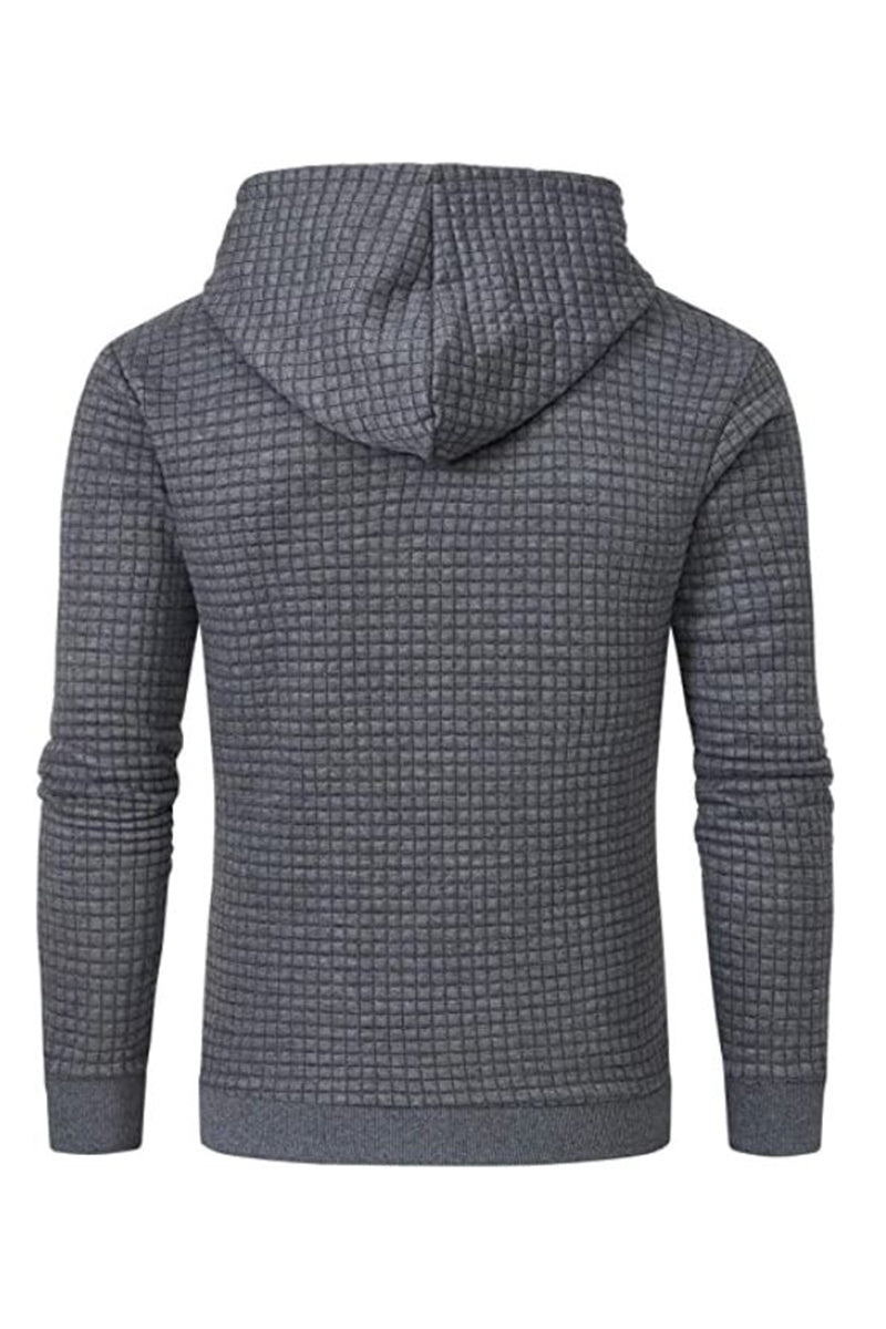 Men's Long Sleeve Hoodie with Double Layer Hood and Ribbed Hem