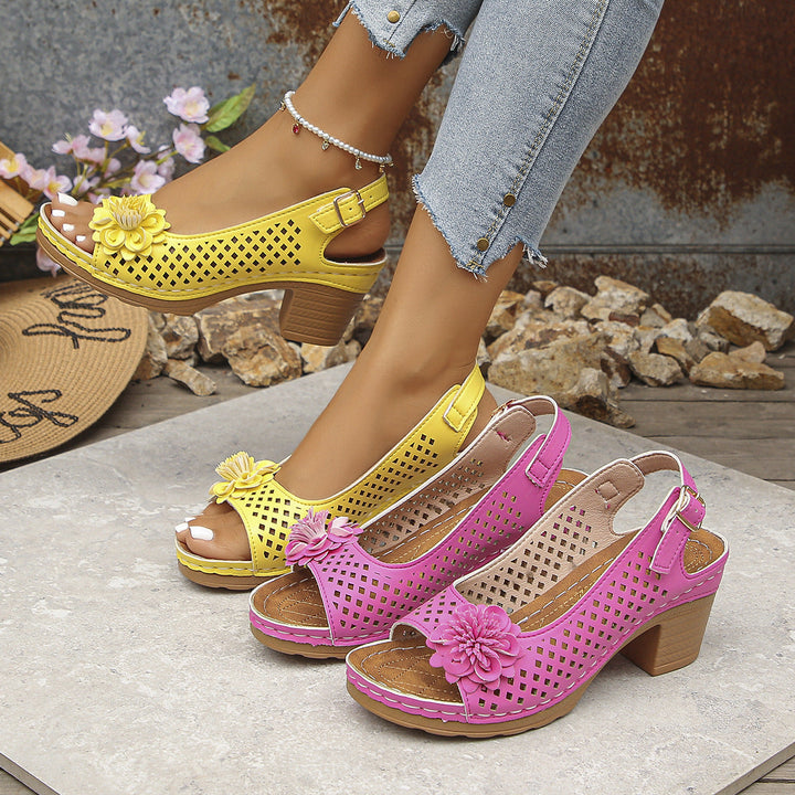 Giona Stylish Floral Wedge Sandals - Elena Harper