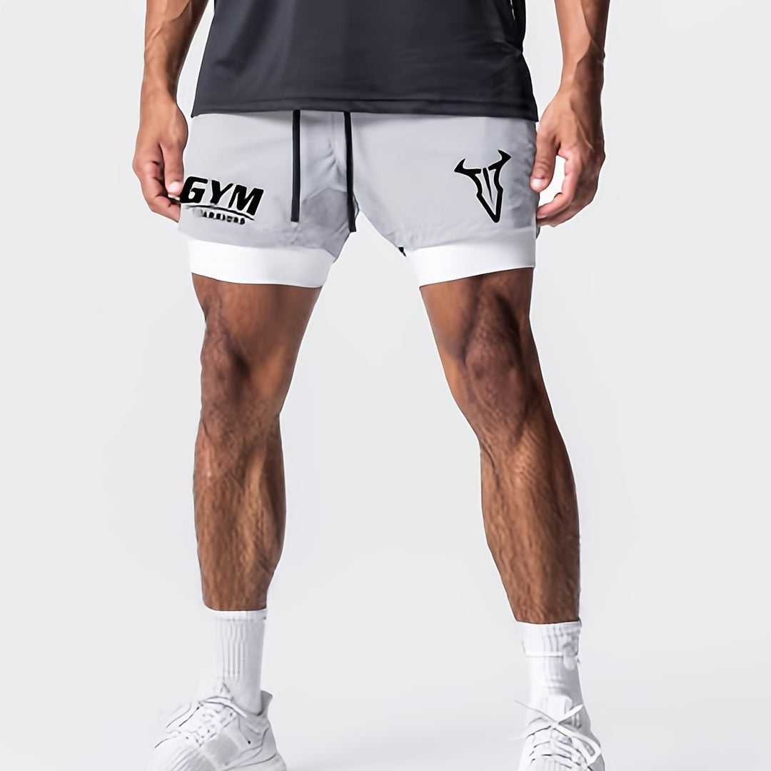 Men's Montarello 2-in-1 Sports Shorts with Compression Liner and Zipper Pocket