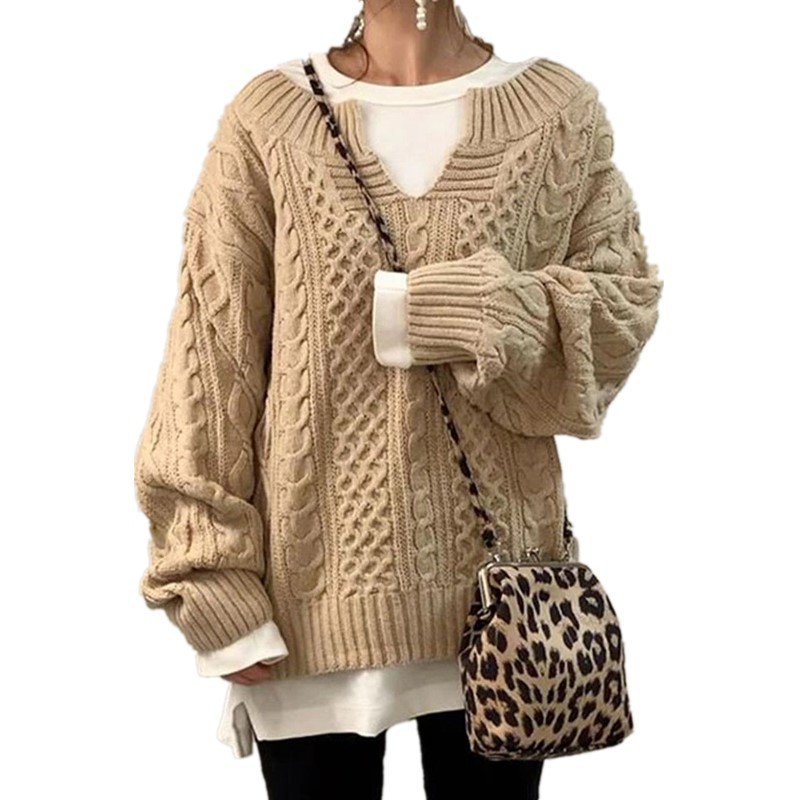 Thick Women's Cable Knit Sweater - Warm and Casual