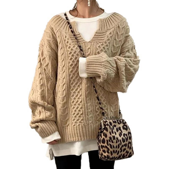 Thick Women's Cable Knit Sweater - Warm and Casual