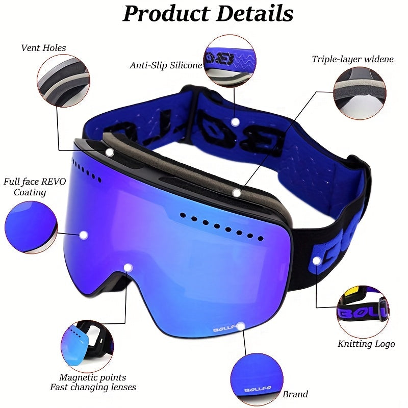 Ski & Snowboard Goggles 25’ Magnetic Lens and Wind Protection AlpineGlide TP Essential, view 4 - Elena Harper