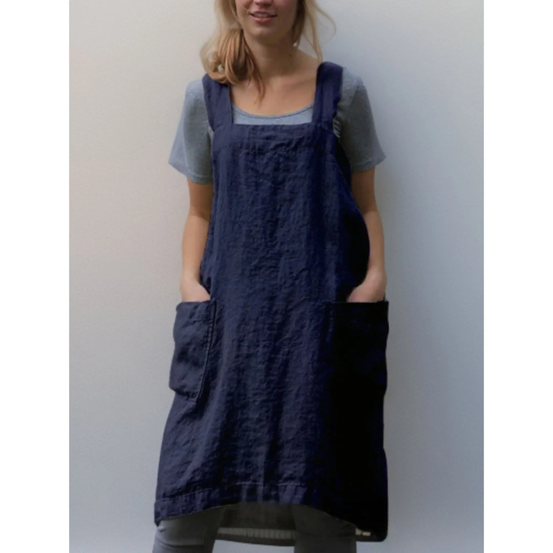 Women's Apron Dress Stylish Casual Dress with Pockets, view 7 - Elena Harper