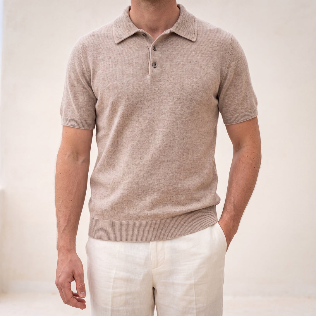 100% CASHMERE CLASSIC POLO SHIRT.