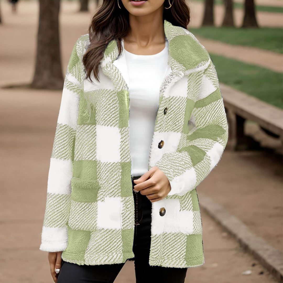 Plaid Plush Coat for Women - Warm and Practical