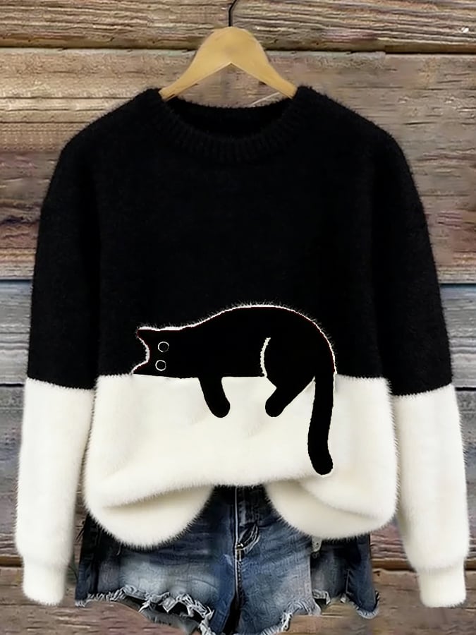 Paula™ | Soft Oversized Sweater with Cat Print