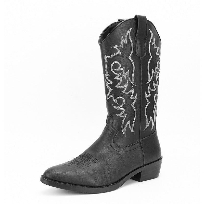 Retro Style Embroidered High Boots for Men - Kervon
