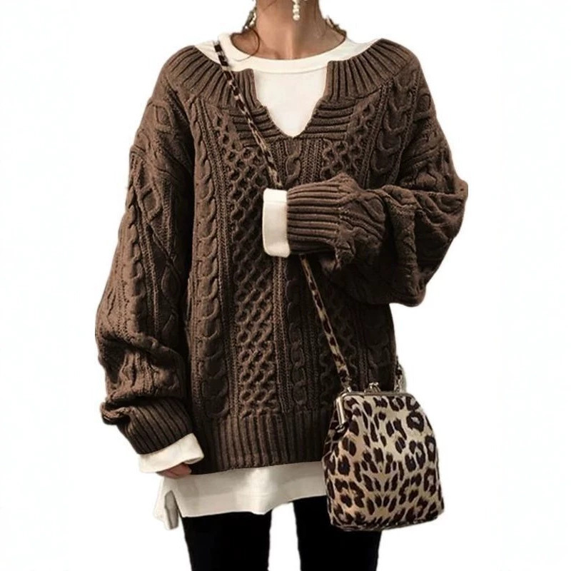 Thick Women's Cable Knit Sweater - Warm and Casual
