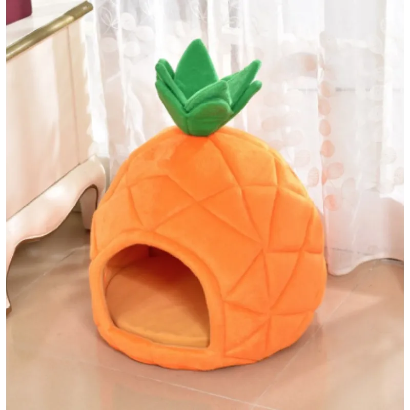 Unisex Pineapple Cat Cave - Cozy Pet Retreat for Cats & Small Dogs