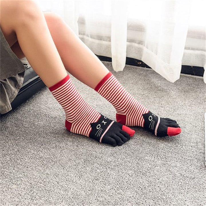 Cartoon Cat Five-Toe Socks