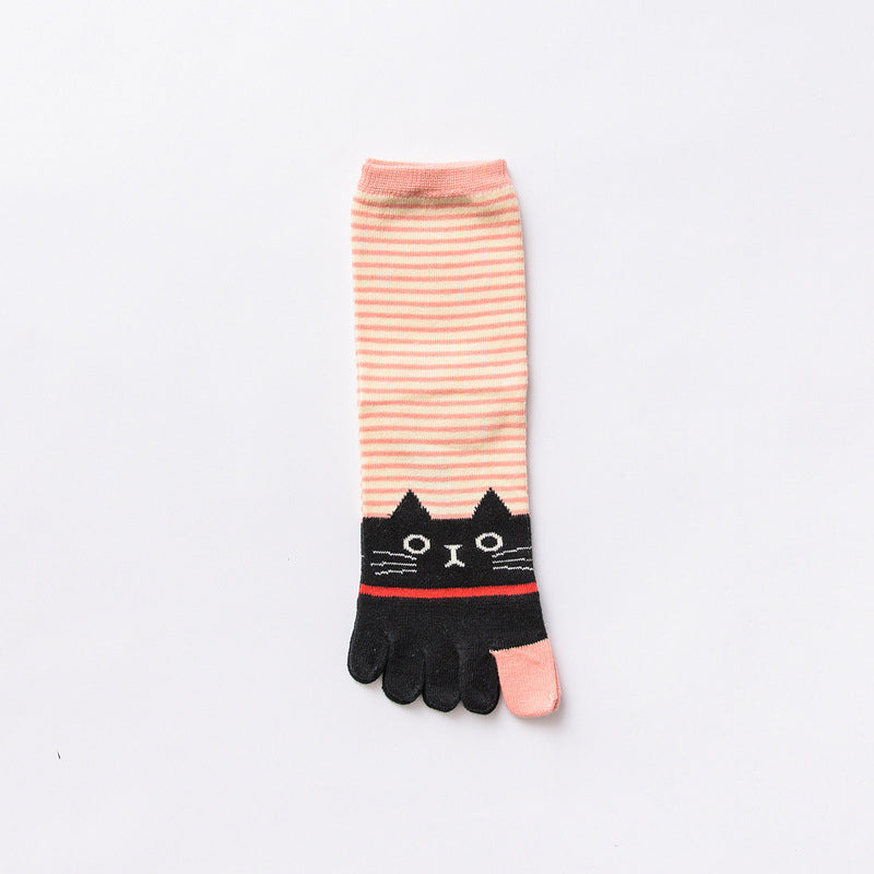 Cartoon Cat Five-Toe Socks