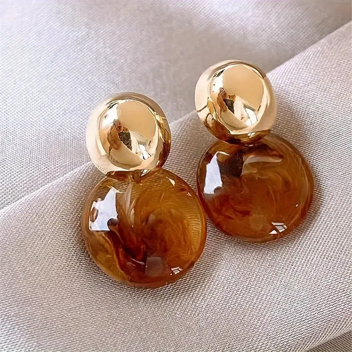 Aurélie Amber Drop Earrings Gold - Elena Harper