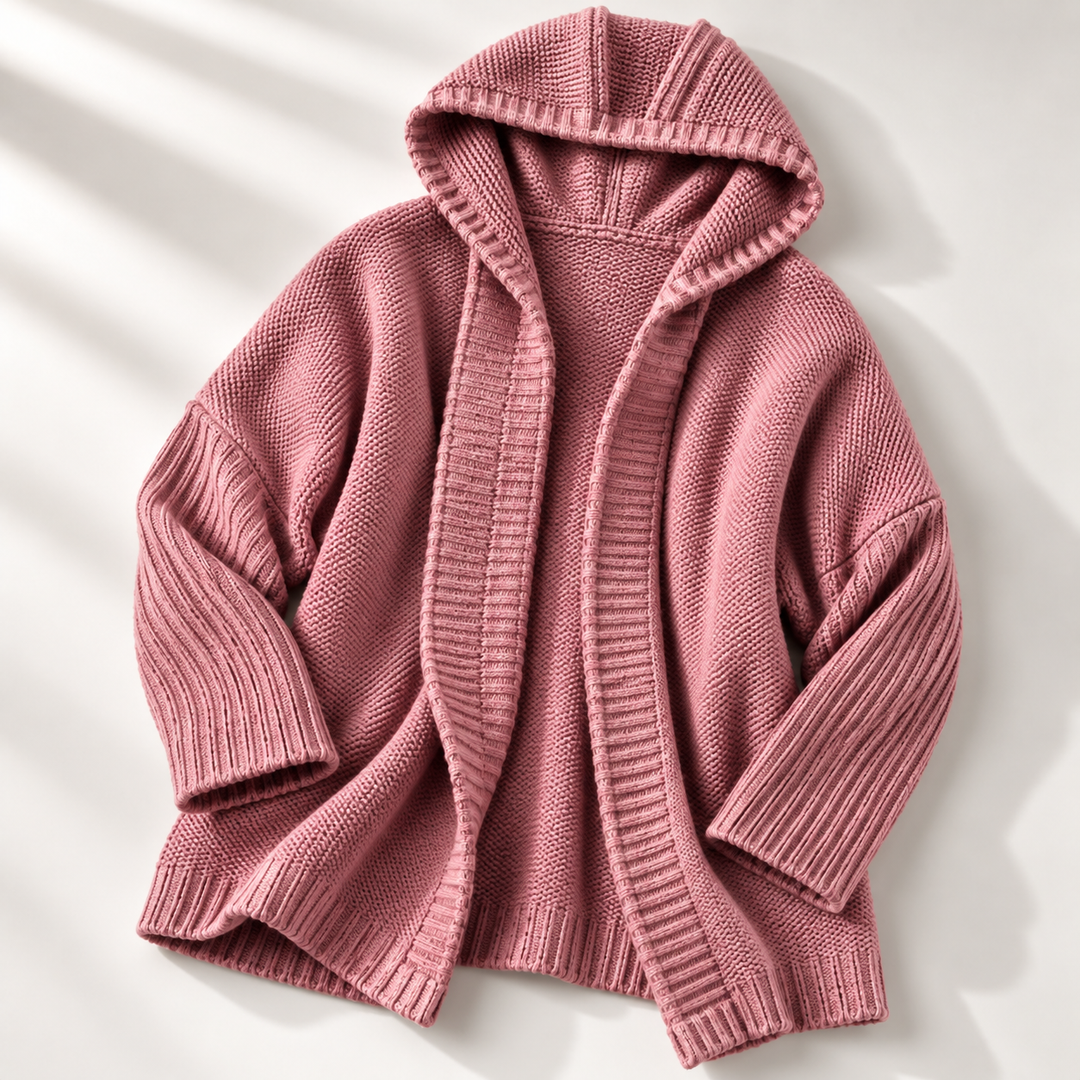 Women's Hooded Chunky Knit Longline Cardigan